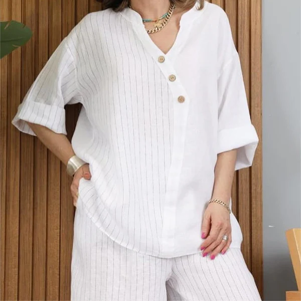 Women's Casual Cotton Linen Two-Piece Set pentagow