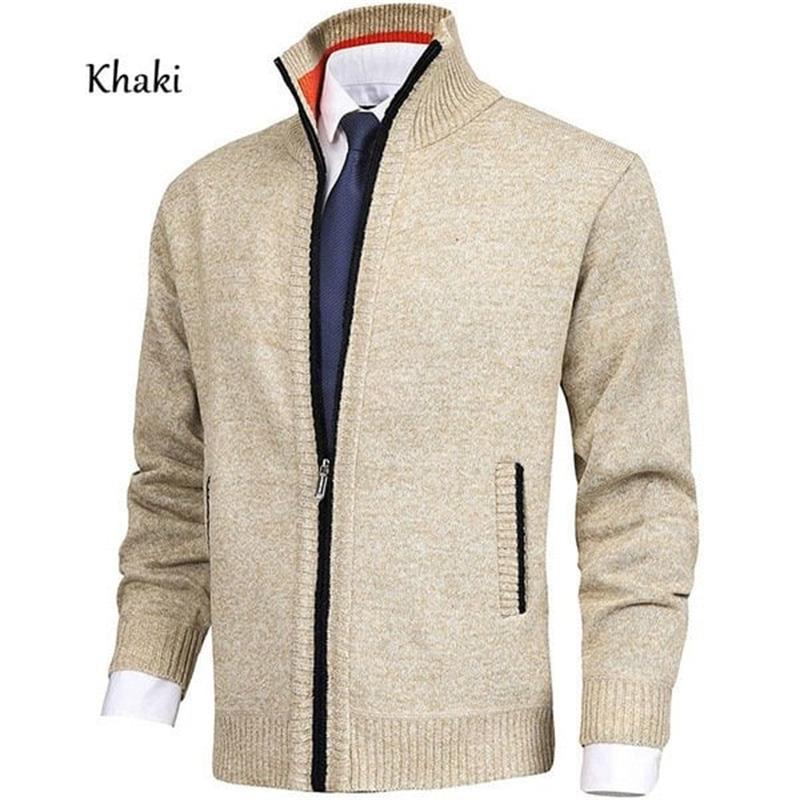 Solid herrfärg Stående krage Moderiktig öppen cardigan Cardigan pentagow