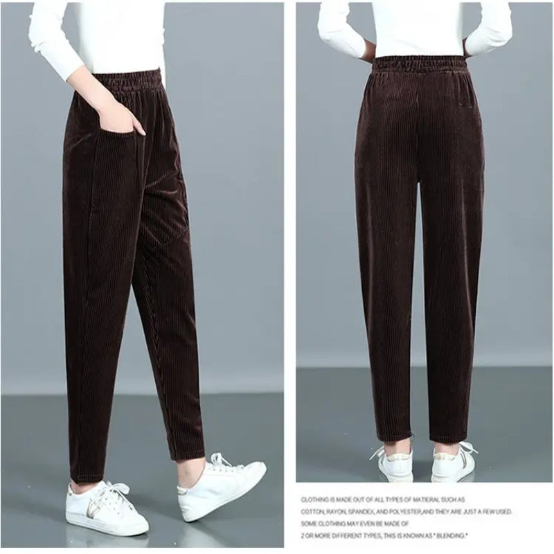 Women's High Waisted Corduroy Warm Pants -  Free Shipping pentagow