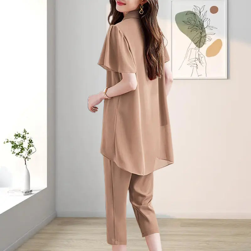 🎁Hot Sale 41% OFF⏳Kvinnors Chiffon Business Tvådelad för sommaren pentagow