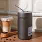 Kaffekopp i rostfritt stål med sugrör pentagow