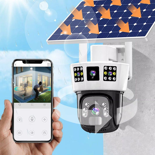 360° smart solövervakningskamera med tre skärmar för övervakning pentagow