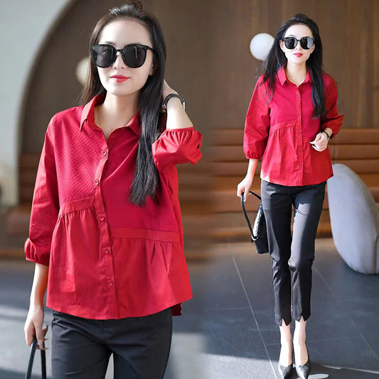 Women's Flowy Three-Quarter Sleeve Shirt pentagow