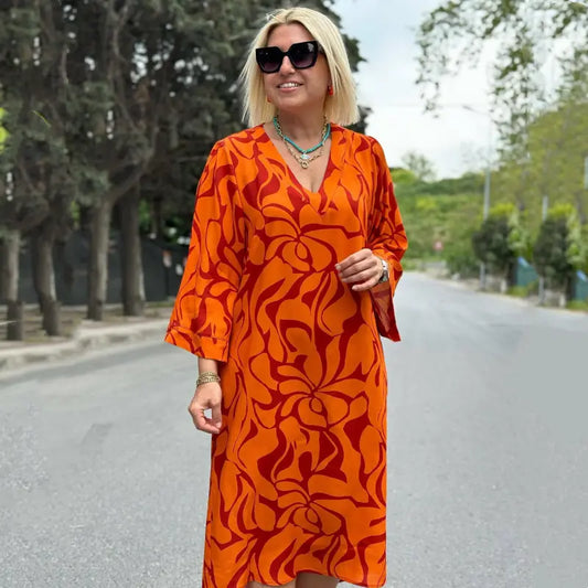 Elegant Printed Dress for Plus-Size Women pentagow