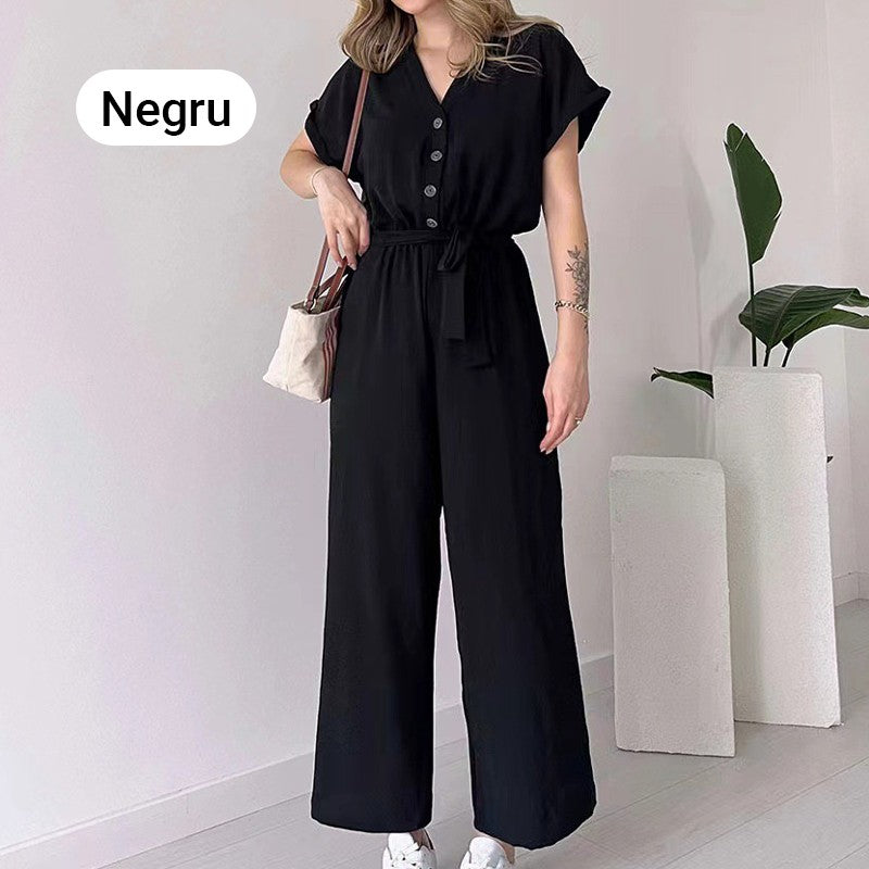 Women's V-Neck Short Sleeve Casual Jumpsuit pentagow