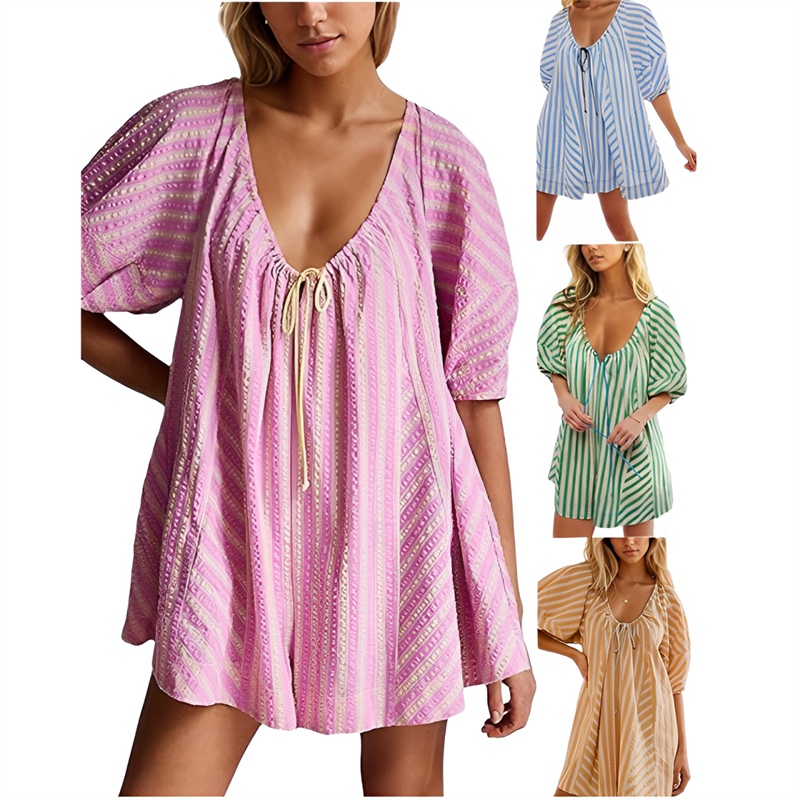 Puff Sleeves V Neck Rompers for Women pentagow