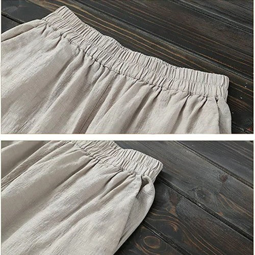 [Women’s Gift] Women's Cotton Linen Elastic Waist Casual Pants with Pockets pentagow