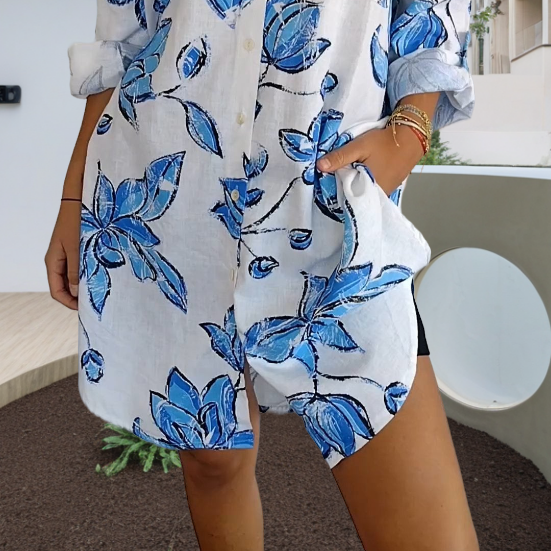 Women's Summer Printed Shirt Dress pentagow