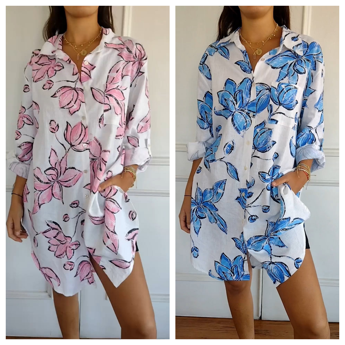 Women's Summer Printed Shirt Dress pentagow