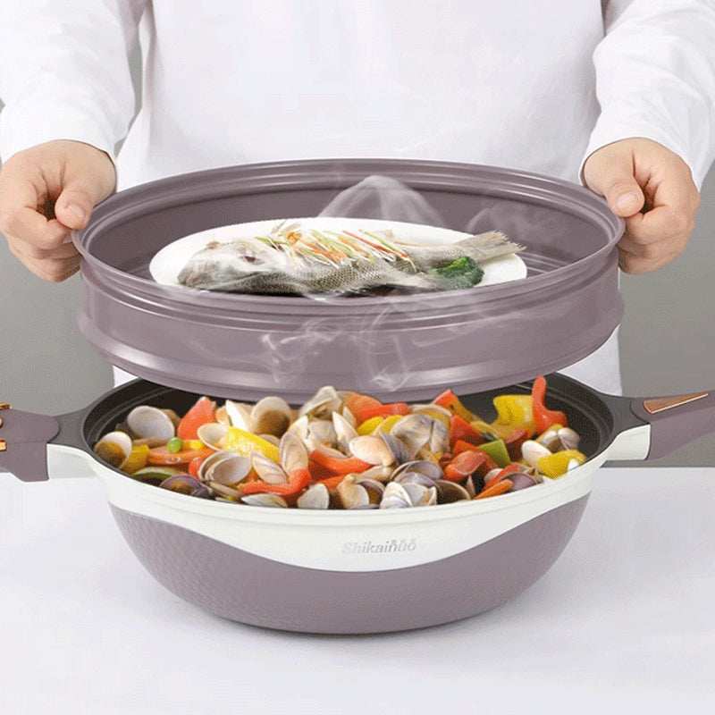 🍳Multifunktionell Non-Stick-stekpanna med lock pentagow