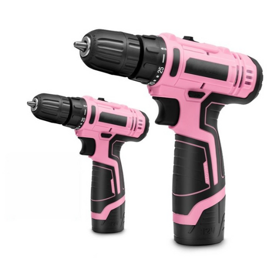 Pink Cordless Drill Driver Set with 25+1 Torque Settings pentagow