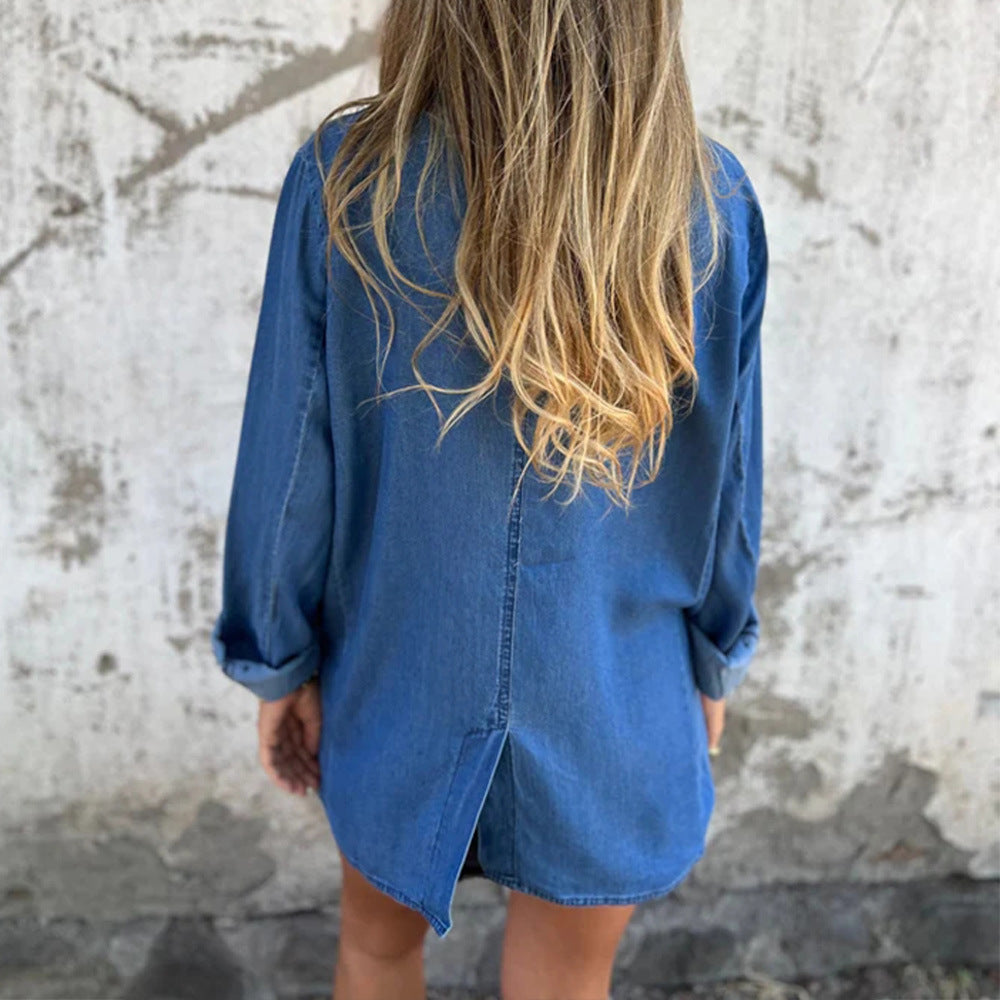 Fri frakt-⏳Denim Casual Jacka med fickor pentagow