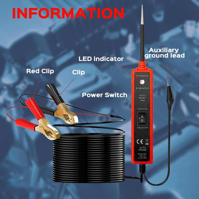 6-24V DC Bil Elektriskt System Kretsprovare pentagow