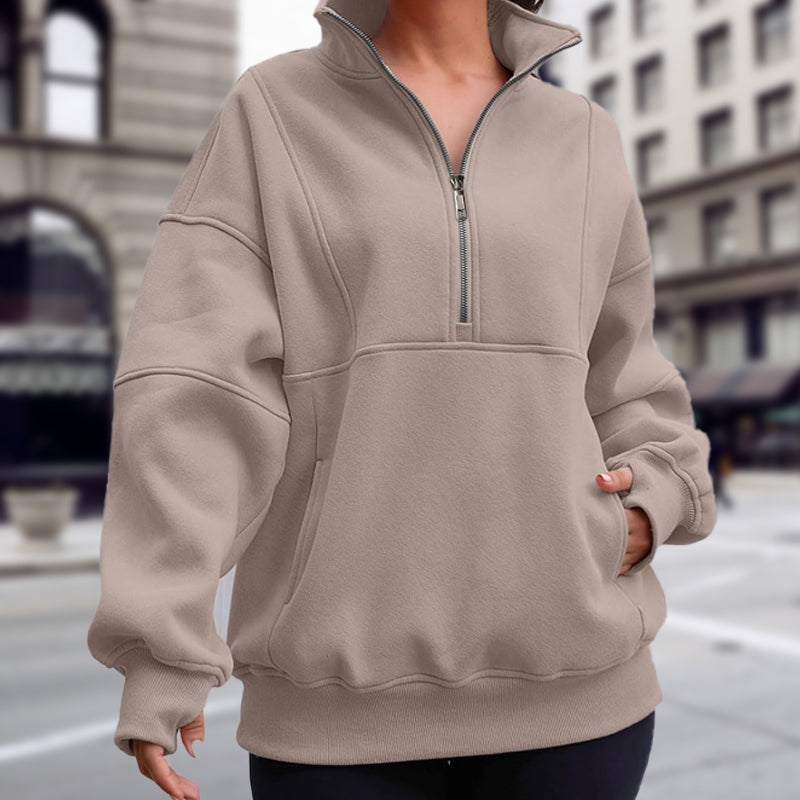 Women's Half Zip Long-Sleeve Tops with Pockets pentagow