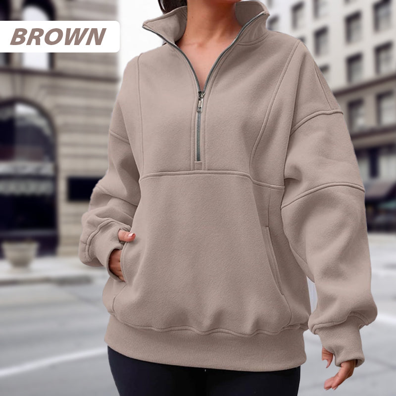 Women's Half Zip Long-Sleeve Tops with Pockets pentagow