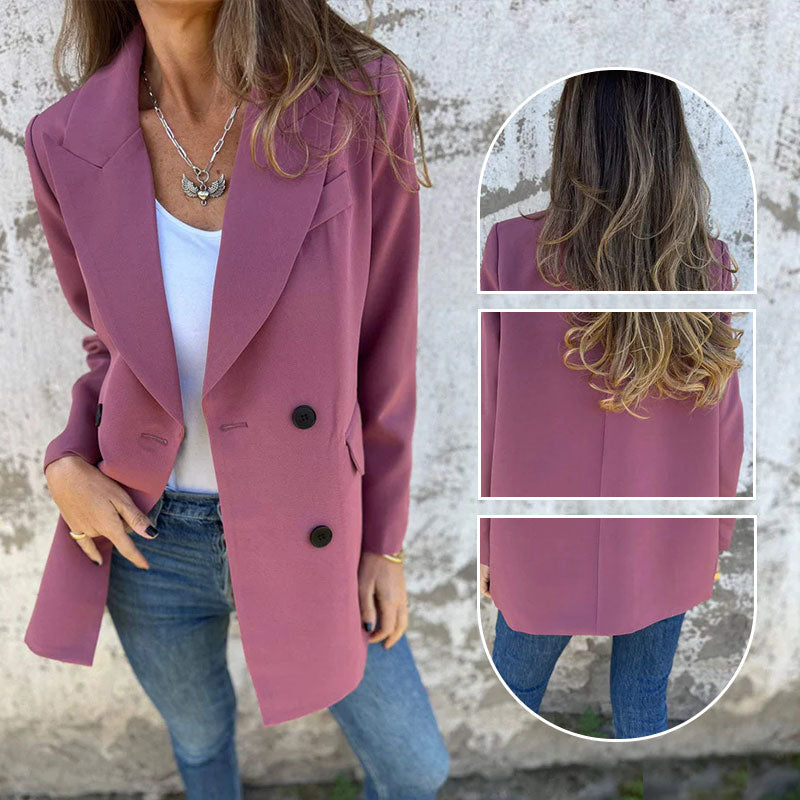 Fashionable Solid Color Long-Sleeve Blazer pentagow