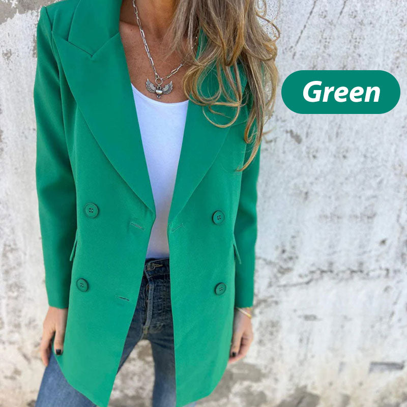 Fashionable Solid Color Long-Sleeve Blazer pentagow