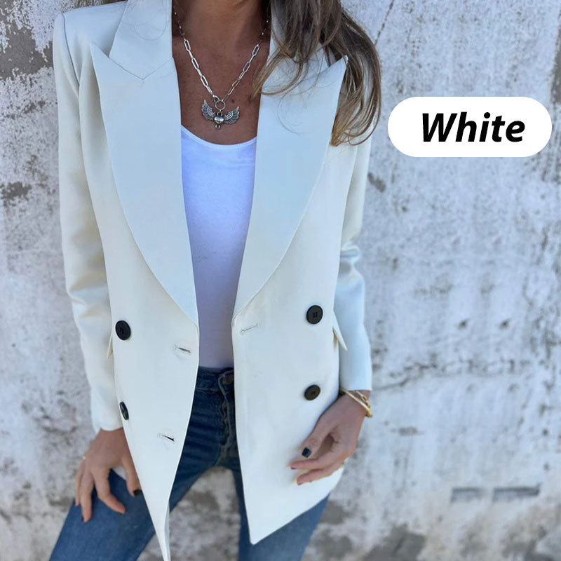 Fashionable Solid Color Long-Sleeve Blazer pentagow