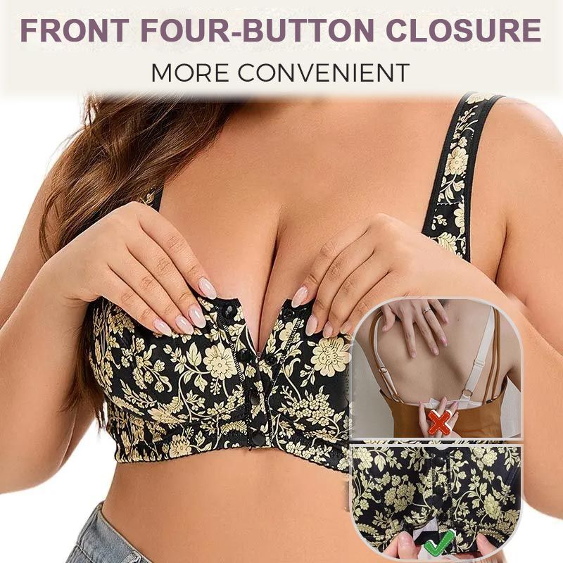 6pcs Fashionable Printed Front-closure U-back Bra for Women pentagow