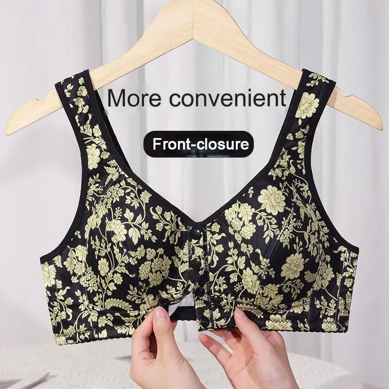 6pcs Fashionable Printed Front-closure U-back Bra for Women pentagow