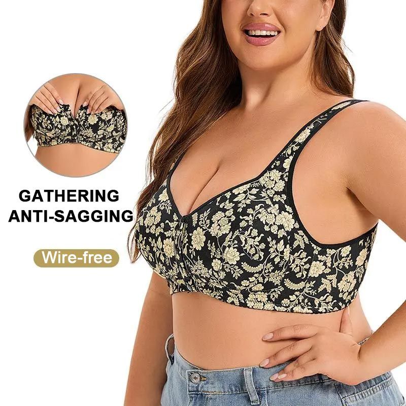 6pcs Fashionable Printed Front-closure U-back Bra for Women pentagow