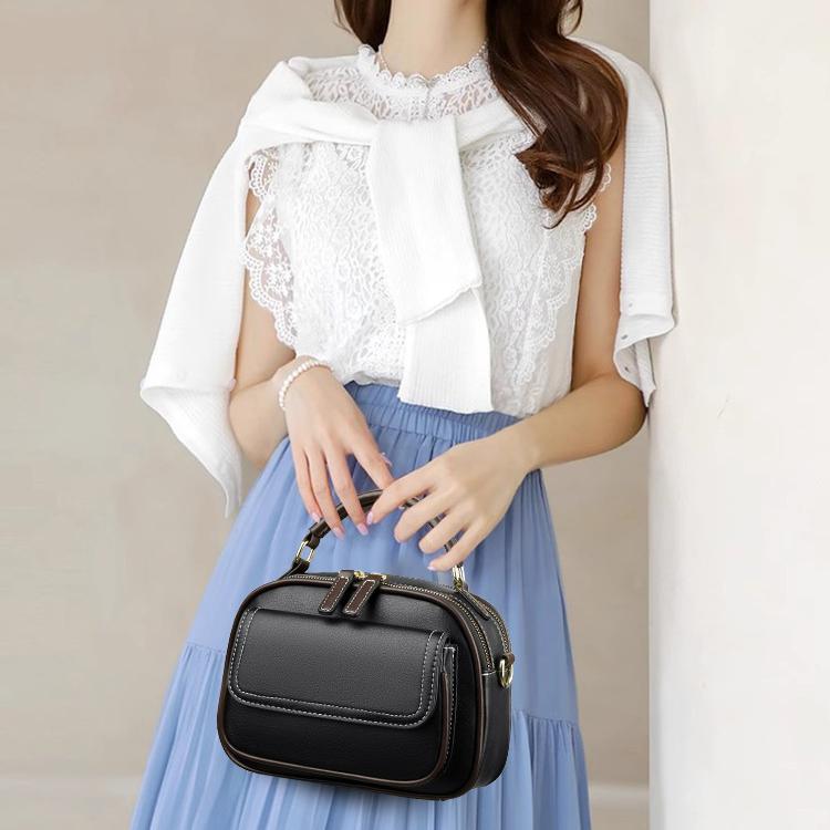 Elegant Double Layer Wide Strap Crossbody Handbag pentagow