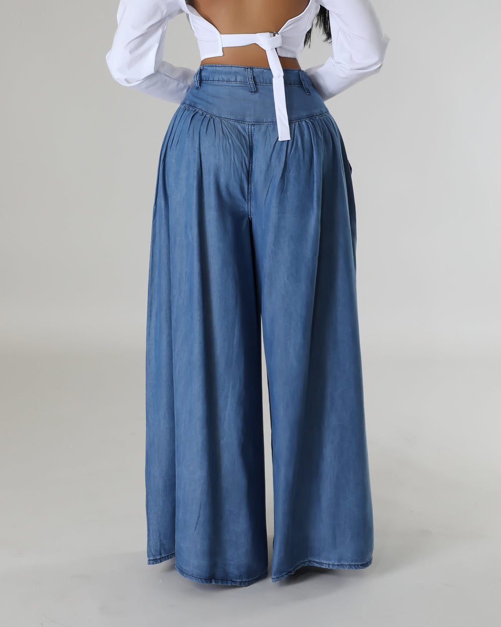 High Waist Zipper Wide Leg Denim Women Pants pentagow