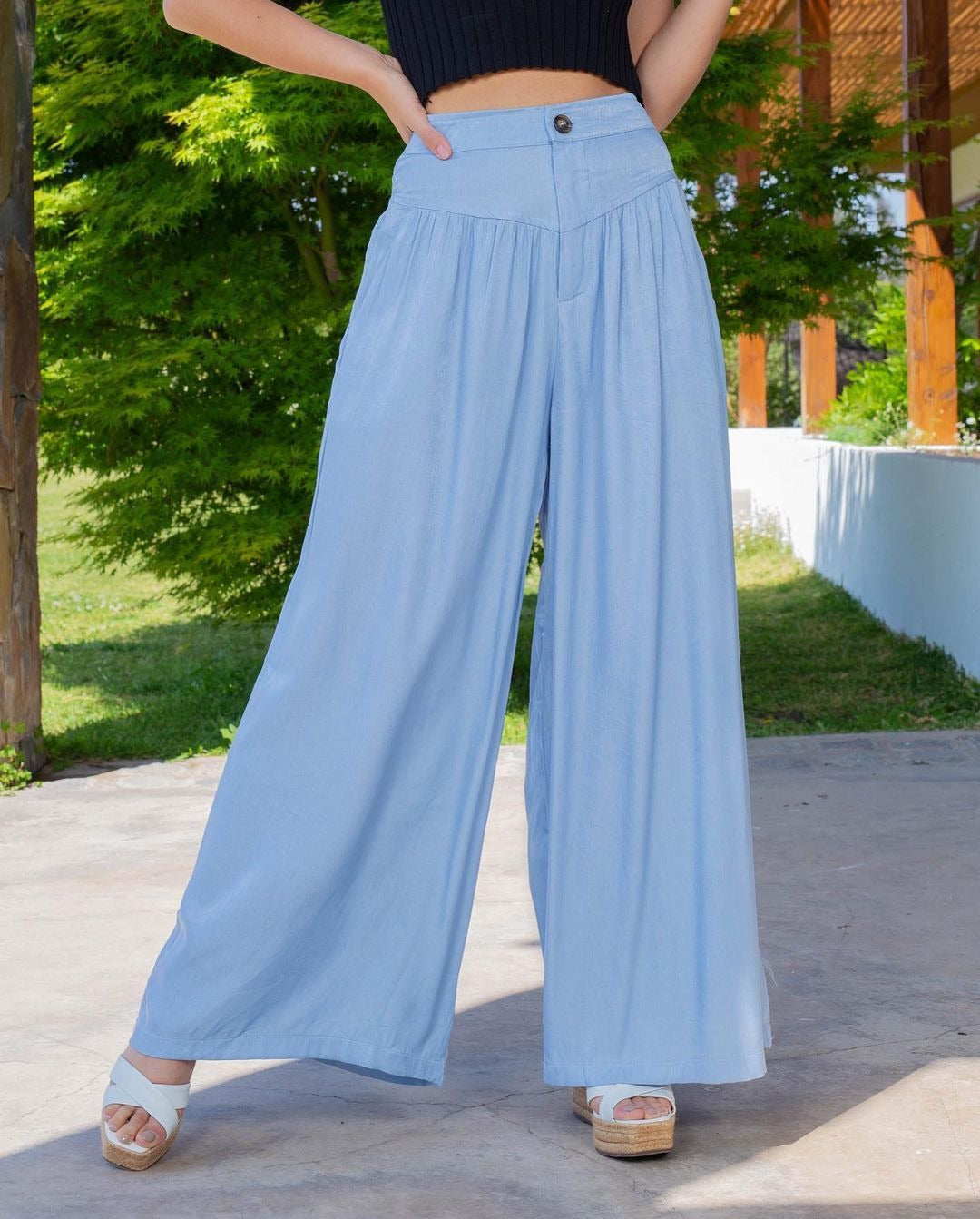 High Waist Zipper Wide Leg Denim Women Pants pentagow