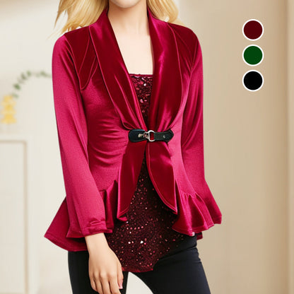 Sequined Buttoned Patchwork Long-Sleeve Top pentagow