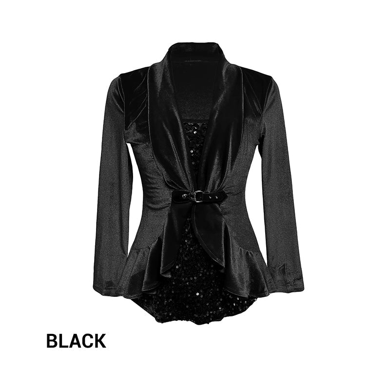 Sequined Buttoned Patchwork Long-Sleeve Top pentagow