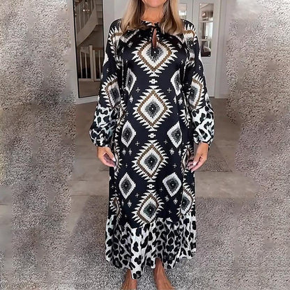 Women’s Bohemian Casual Printed Long-sleeve Dress pentagow