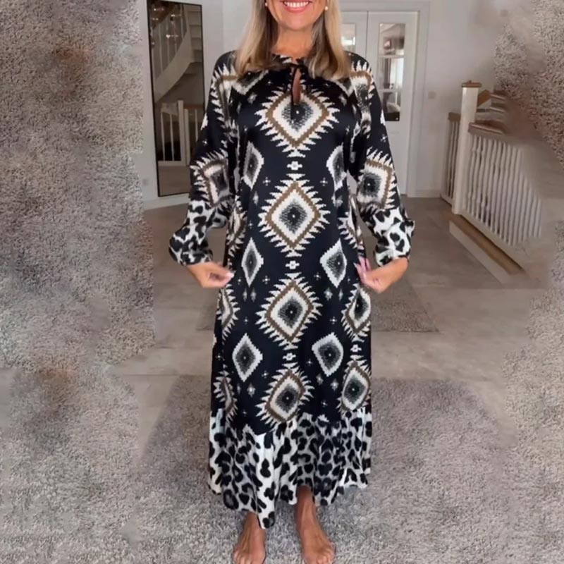 Women’s Bohemian Casual Printed Long-sleeve Dress pentagow