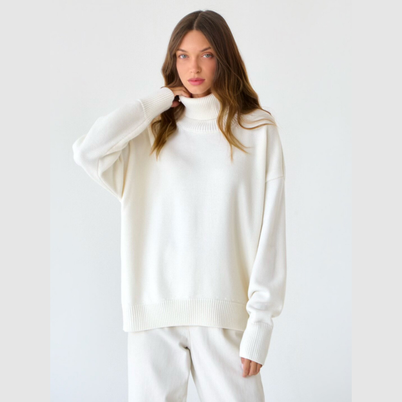 Women's Casual Solid Color Turtleneck Sweater pentagow