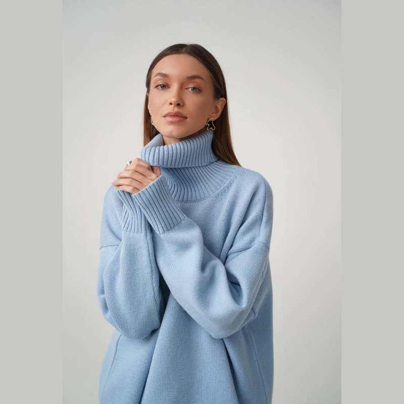 Women's Casual Solid Color Turtleneck Sweater pentagow