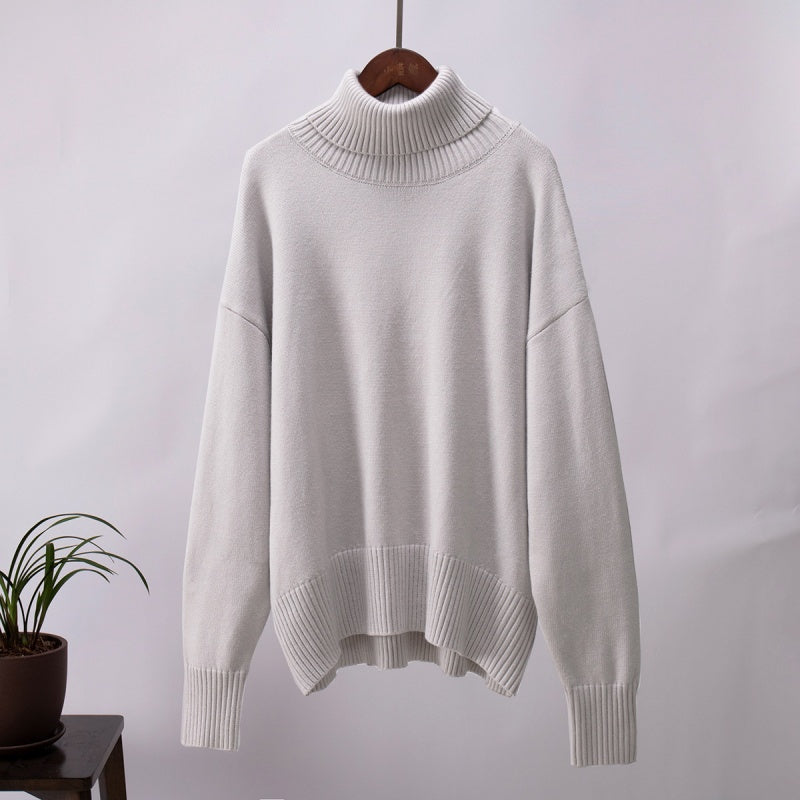 Women's Casual Solid Color Turtleneck Sweater pentagow