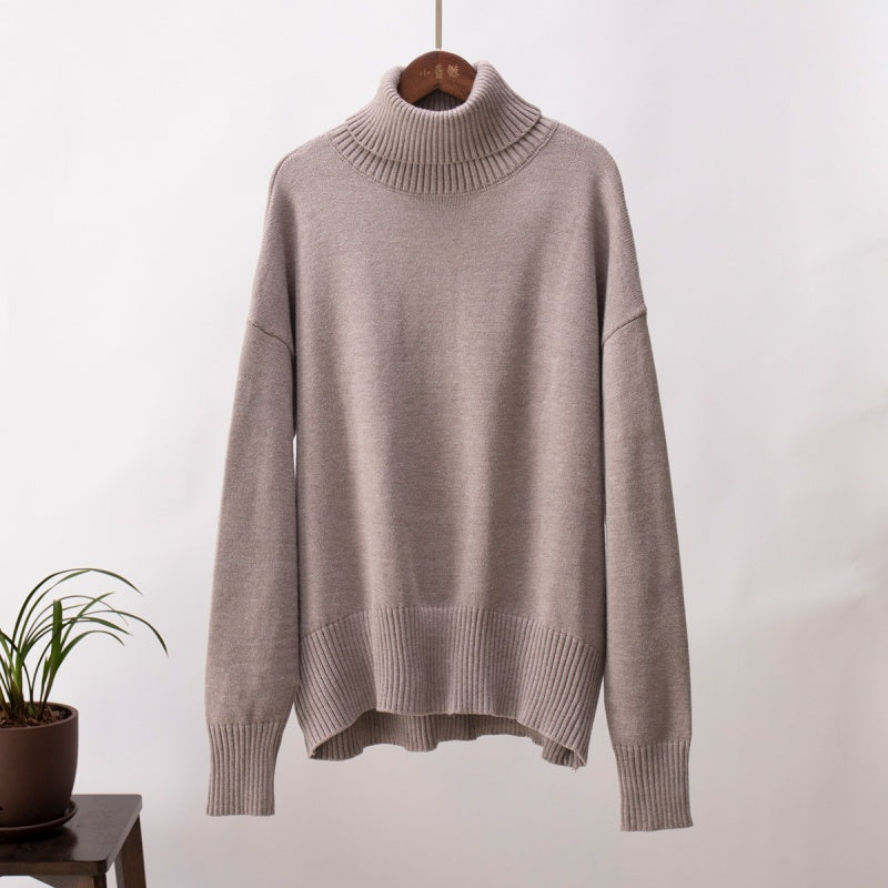 Women's Casual Solid Color Turtleneck Sweater pentagow