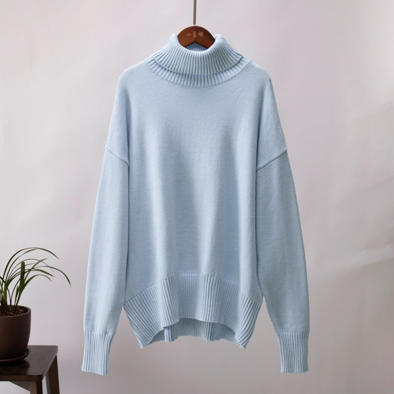 Women's Casual Solid Color Turtleneck Sweater pentagow