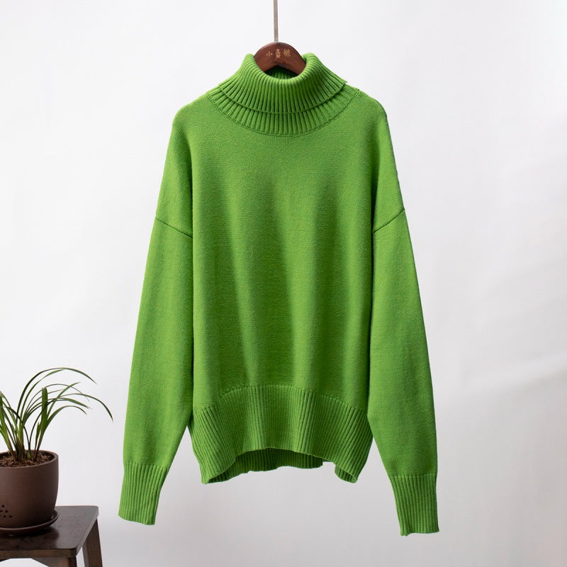 Women's Casual Solid Color Turtleneck Sweater pentagow