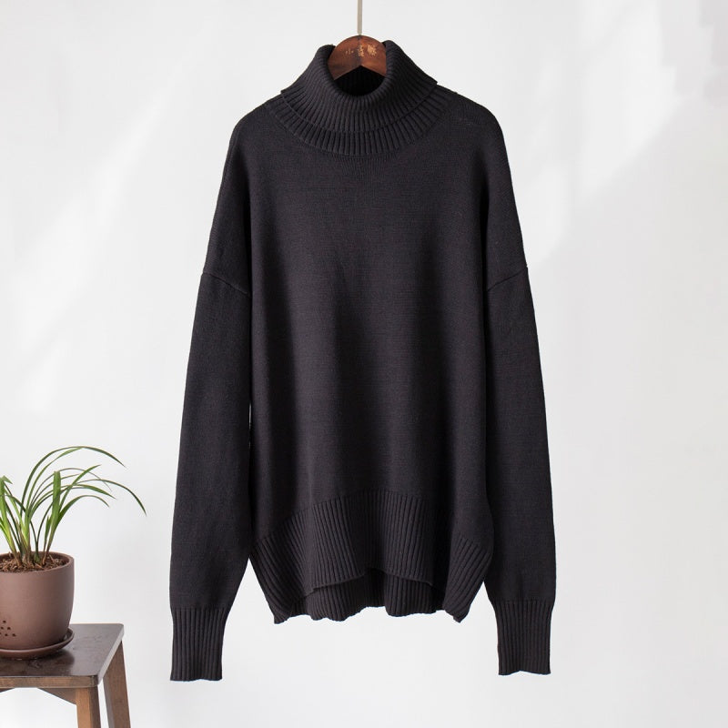 Women's Casual Solid Color Turtleneck Sweater pentagow