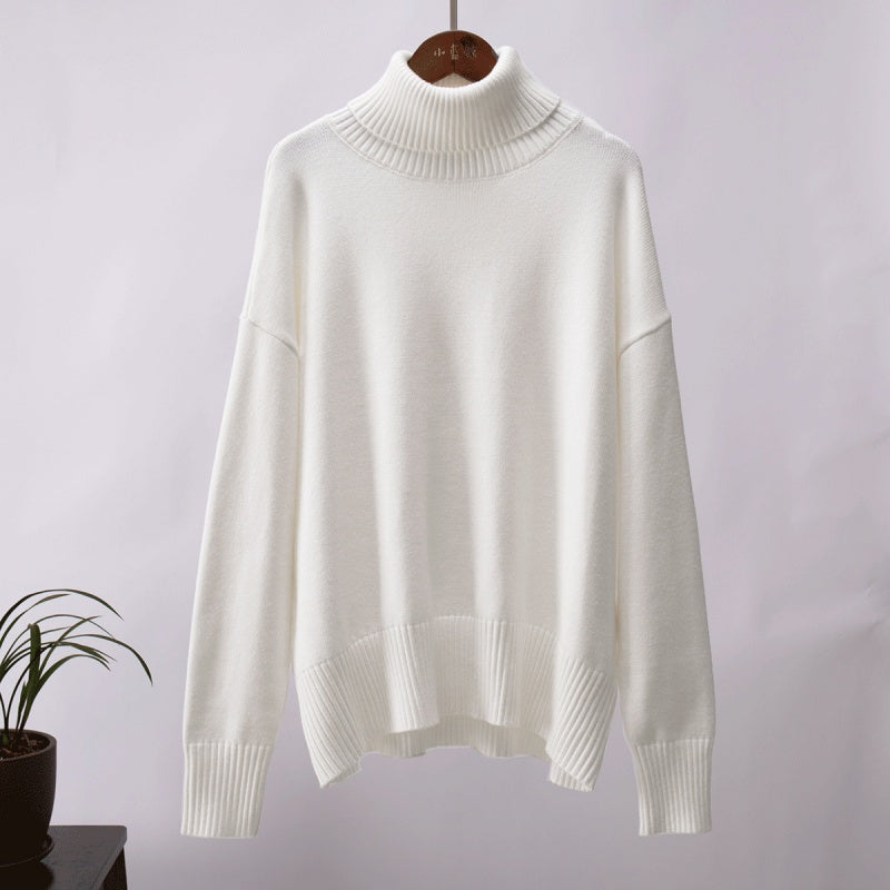 Women's Casual Solid Color Turtleneck Sweater pentagow