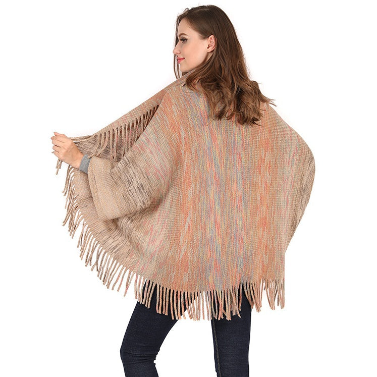 Women's Knitted Tassel Shawl Wrap pentagow