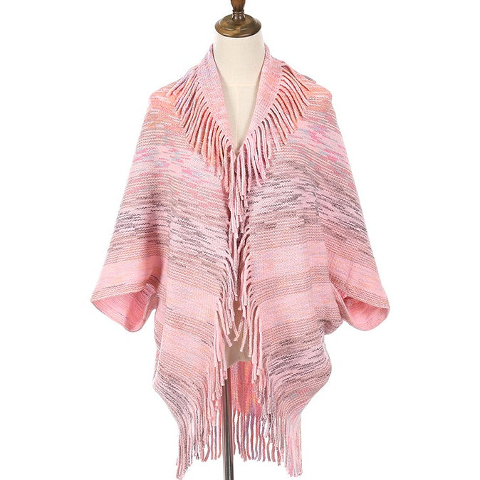 Women's Knitted Tassel Shawl Wrap pentagow