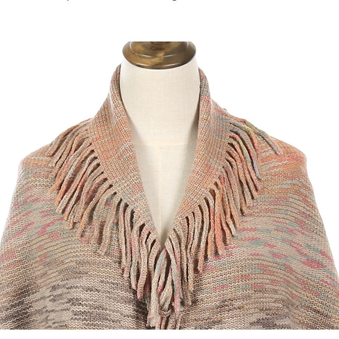 Women's Knitted Tassel Shawl Wrap pentagow