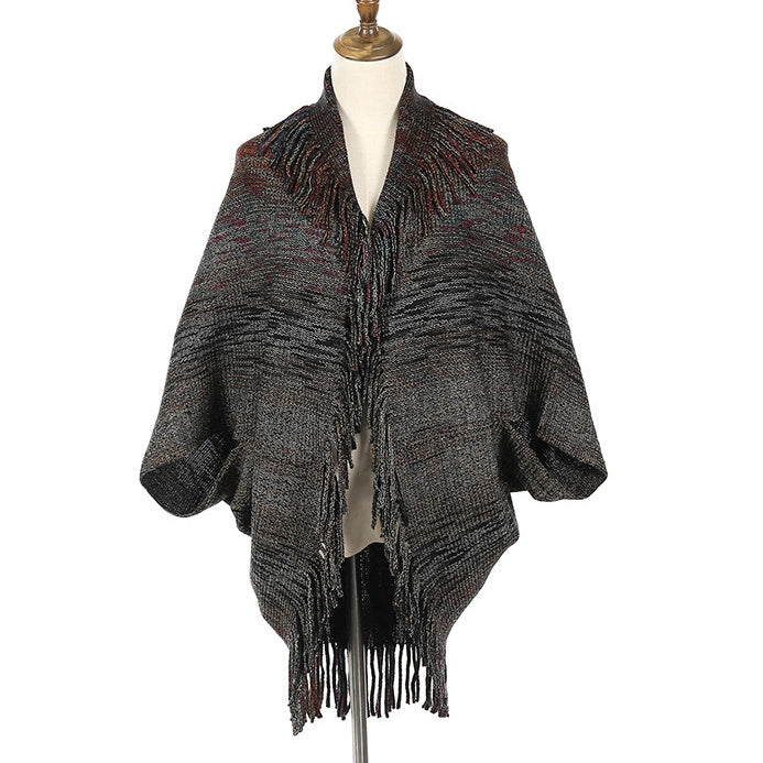 Women's Knitted Tassel Shawl Wrap pentagow