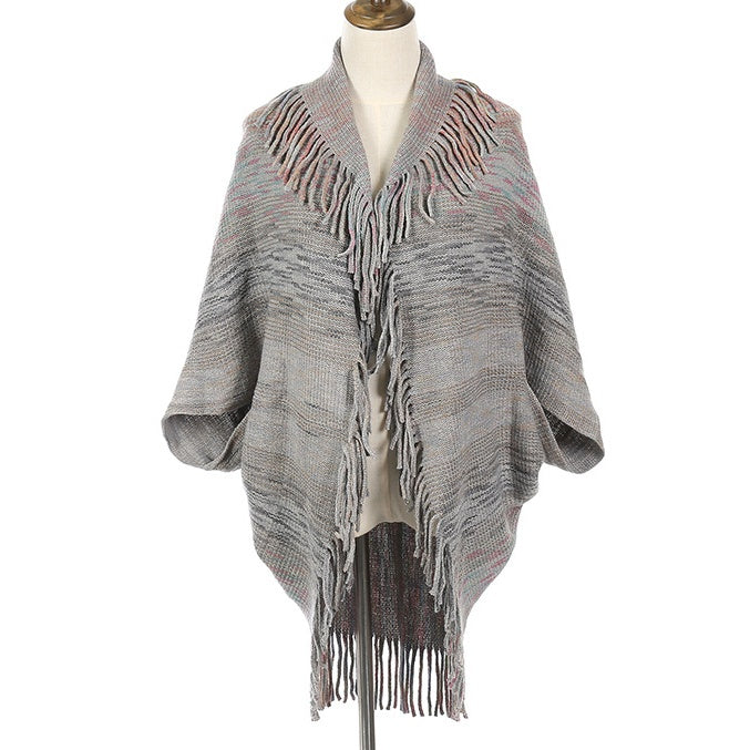 Women's Knitted Tassel Shawl Wrap pentagow