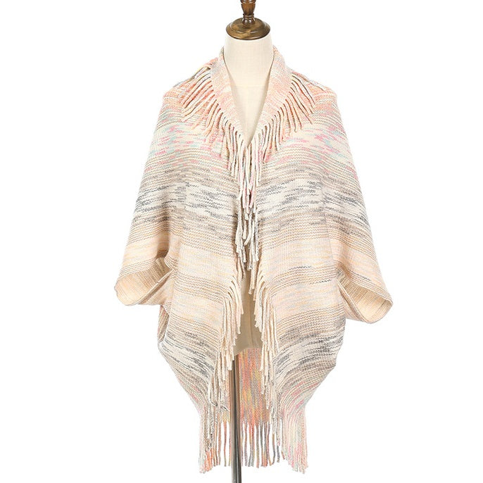 Women's Knitted Tassel Shawl Wrap pentagow