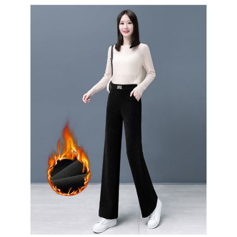 Women's High Waist Warm Wide-Leg Pants pentagow