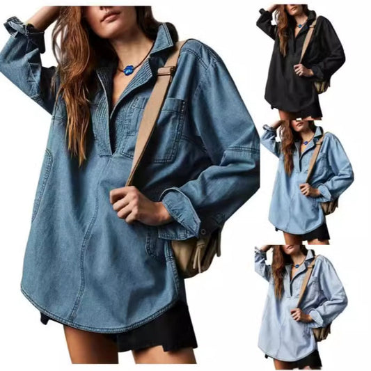 Women's Oversized Denim Pullover pentagow