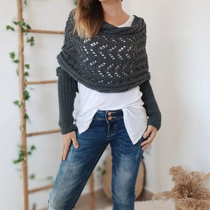 Knitted Cable Wrap Shrugs For Women pentagow