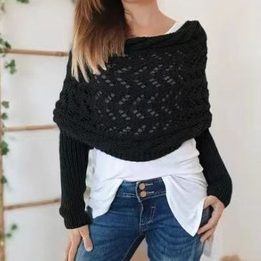 Knitted Cable Wrap Shrugs For Women pentagow